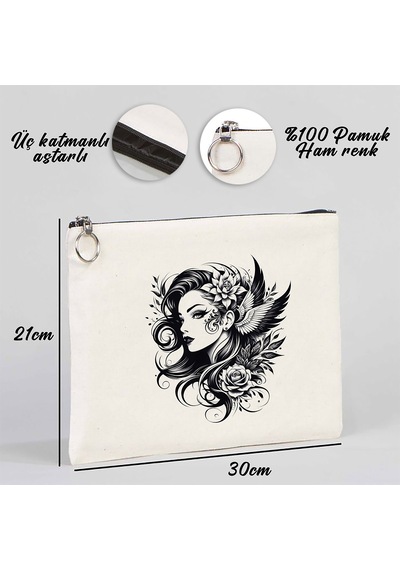 Tattoo Tablet/portföy Çanta - Astarlı 30x21 Cm Beyaz - No.02 Beyaz