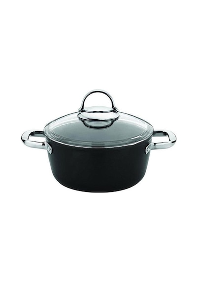 Saflon Titanium Kaplama Derin Tencere 28 CM Siyah Siyah
