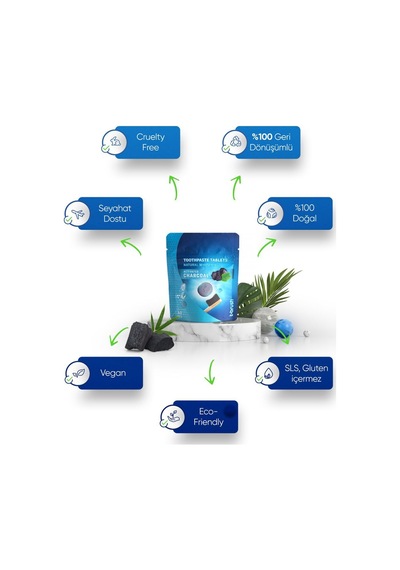 Tbrush Beyazlatıcı Aktif Karbonlu&Naneli Diş Macunu Tableti - Doğal Ve Etkili Beyazlatma 30Tablet