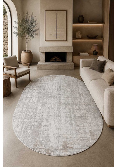 Etnik Craft Madre Modern Desenli Oval Halı Md02 Bej