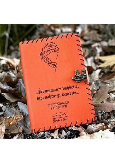 Said Nursi Tasarımlı Deri Defter Turuncu