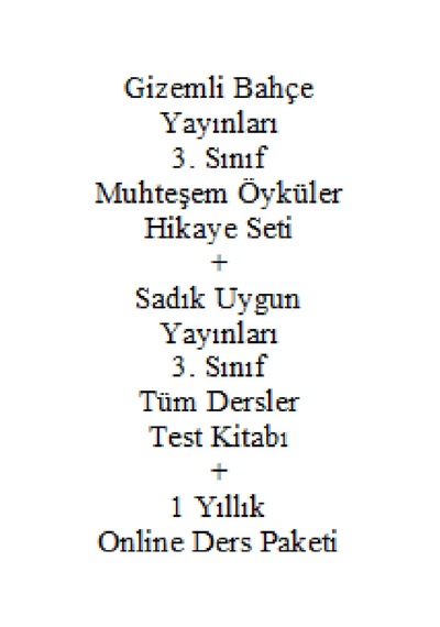 3. Sınıf Hikaye Kitabı Seti Gizemli Bahçe Yayınları Muhteşem Öyküler + Sadık Uygun Yayı Dersler Test Okul Çocuk Kitapları 33274024