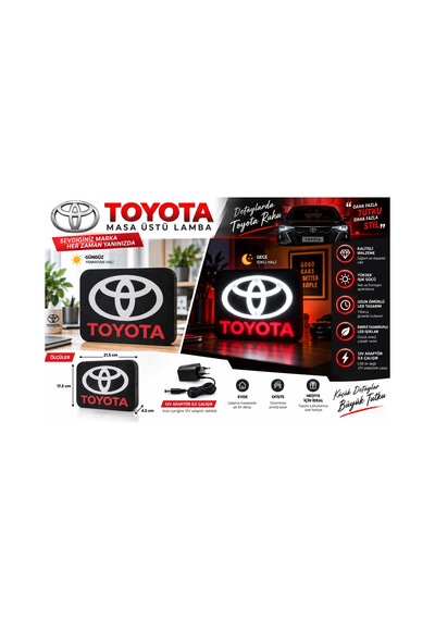 Toyota Masa Lambası , Toyota Logolu Led Işıklı Masa Lambası , Toyota Gündüz Gece Masa Lambası Siyah