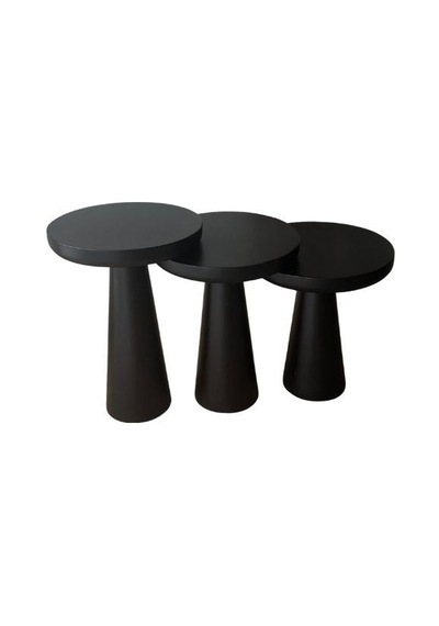 Mushroom 3'lü Zigon Sehpa Siyah