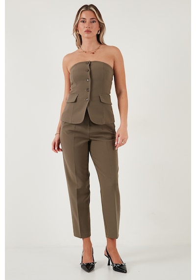 Lela Regular Fit Yüksel Bel Düz Paça Havuç Bayan Pantolon 68350109 Haki