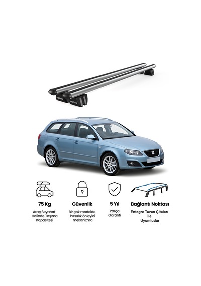 Pençe Seat Exeo St 2009-2013 Uyumlu Gri Ara Atkı Port Bagaj Tavan Barı
