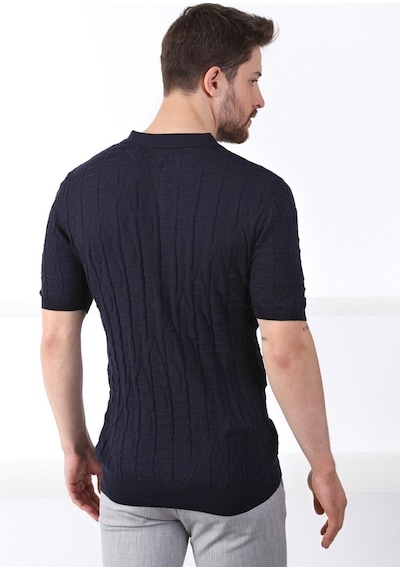 Ferraro Lacivert Polo Yaka Fermuarlı Erkek Pamuk Triko T-Shirt-Lacivert (490417803) Lacivert