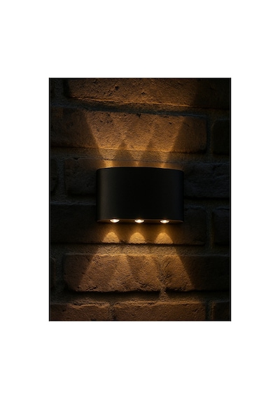 Bs Light Schuar 8011 Haiti Aplik 3+3 Dekoratif Çift Yönlü Aplik 10w 3200k Sarı Elektrikli Pil İle Çalışmaz Siyah