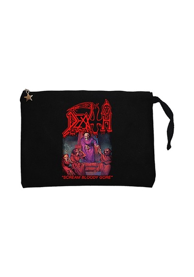 Death Scream Bloody Gore Siyah Clutch Cüzdan / El Çantası Siyah