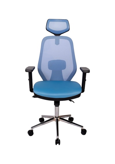 Ofisbazaar Dali Fileli Yönetici Koltuğu Ergonomik Başlıklı Ofis Koltuğu Açık Mavi Mavi