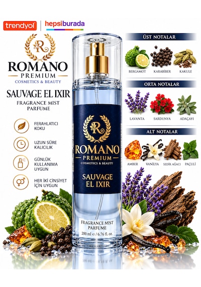 Sauvage El Ixir Vücut Spreyi 200 Ml Kalıcı Parfüm Esanslı Kullanım Masklen Enerjini Yansıt