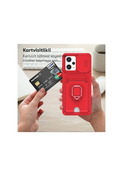 Uray Store Xiaomi Poco X5 5g Kılıf Zuma Kartvizitli Yüzüklü Silikon - Siyah