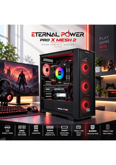 Eternal Power Amd Ryzen 7 5700x - Msı Geforce Rtx 4060 8gb - Kingston 32gb 3600mhz Ddr4 Ram - 1tb Nvme M.2 Ssd - Green Notus 100 Argb Soğutma Hazır Oyuncu Bilgisayarı Eternal Power Amd Ryzen 7 5700x - Msı Geforce Rtx 4060 8gb - Kingston 32gb 3600mhz Ddr4 Ram - 1tb Nvme M.2 Ssd - Green Notus 100 Argb Soğutma Hazır Oyuncu Bilgisayarı