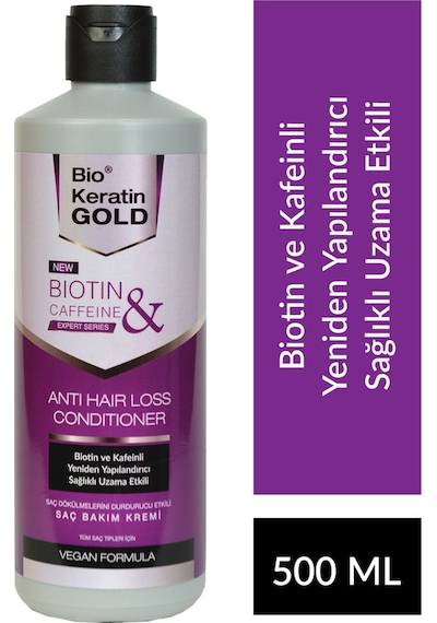 Bio Keratin Gold Biotin & Kafein Dökülme Karşıtı Saç Toniği Şampuan Saç Bakım Kremi Saç u 4'lü Set