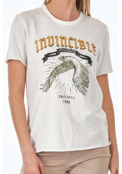 Only Bisiklet Yaka Baskılı Beyaz Kadın T-shirt 15286658 001