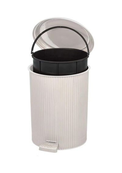 Omnipazar Elf-n320 Nostalji 3 Boy Plastik Pedallı Çöp Kovası Taş Gri Gri