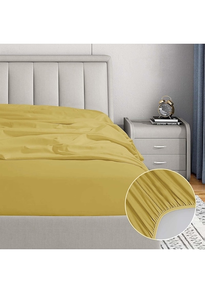 Soley Jersey %100 Pamuk Çift Kişilik 140 X 200 Lastikli Çarşaf Hardal Sarısı
