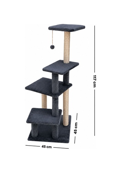Missidea Mg02 Premium Çok Katlı Uzun Boy Kedi Tırmalama Tahtası Antrasit
