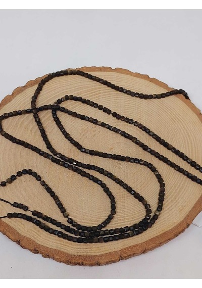 Golden Obsidyen Taşı Küp Şekilli Dizi 3mm 51170 Çok REnkli