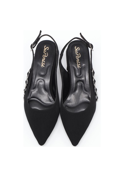 Nesil Shoes Peri 3668 Siyah Saten Kadın Sandalet
