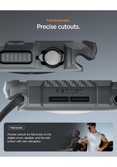 Apple Watch 46mm Seri 11/10 İle Uyumlu Kılıf Rugged Armor 2 Dark Gray - Acs10500 Çok Renkli