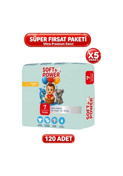 Bebek Bezi No:7 Xxlarge 20-30 Kg 24'lü 5 Paket 7 Numara