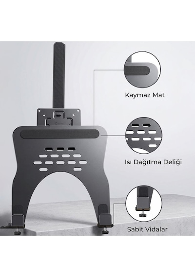 Profesyonel Amortisörlü 2 Si 1 Arada Laptop Ve Monitör Standı Ayarlanabilir Ergonomik Masaüstü Kol,