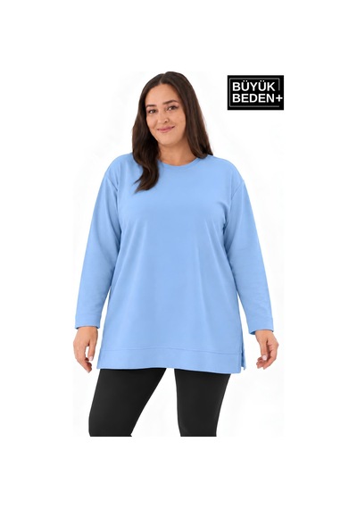 Süperlife Kadın Tunik Büyük Beden İnce Sweatshırt Spr26btk990 Blue