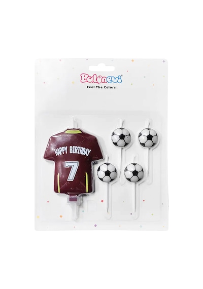 3 Adet Balonevi Futbol Temalı Mum Seti Çok Renkli