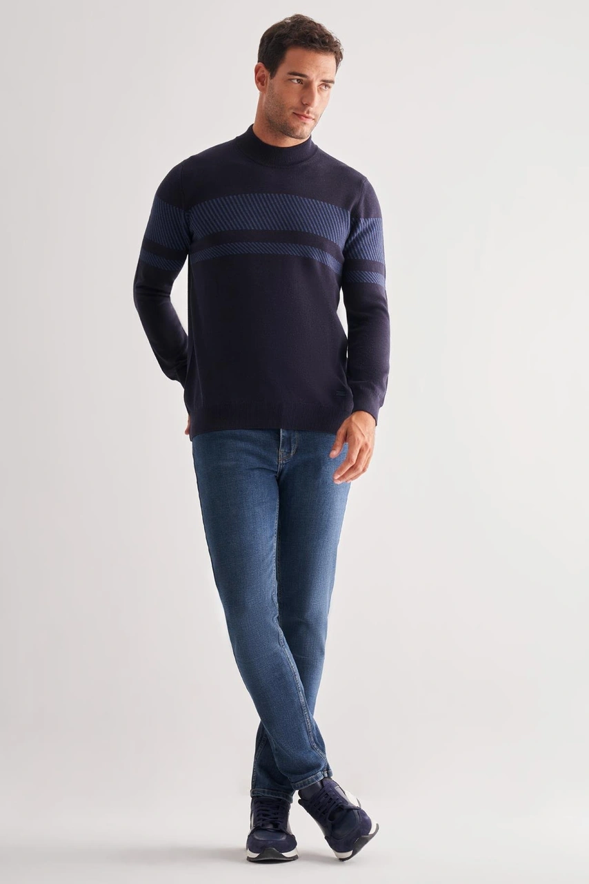 İmza Koyu Lacivert Yarım Balıkçı Yaka Uzun Kol Cepsiz Comfort Fit Pamuklu Triko Kazak 1012255213 Lacivert İmza Koyu Lacivert Yarım Balıkçı Yaka Uzun Kol Cepsiz Comfort Fit Pamuklu Triko Kazak 1012255213 Lacivert