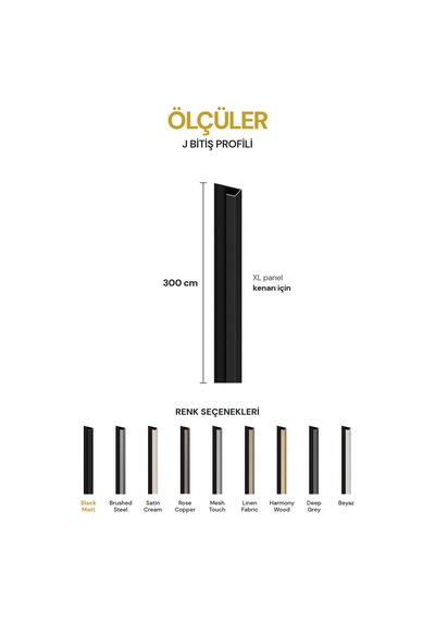 Vilo Mpc J Bitiş Profili Black Matt 300cm Xl Duvar Paneli Kenar Ve Dış Köşe Bitişi