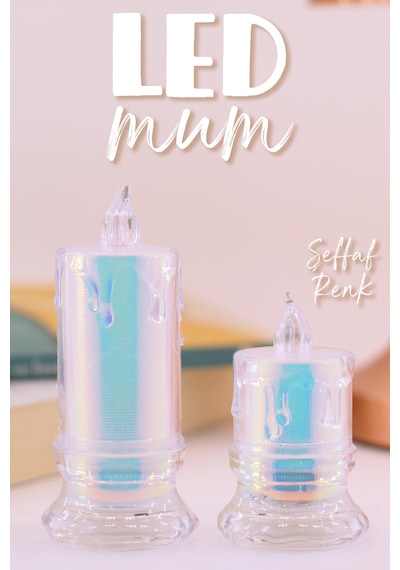 4 Adet Led Mum Simli Tipi Pil Dahil Dumansız Alev Ledli Yapay Dekoratif Mum Işığı Pt421-23 Şeffaf