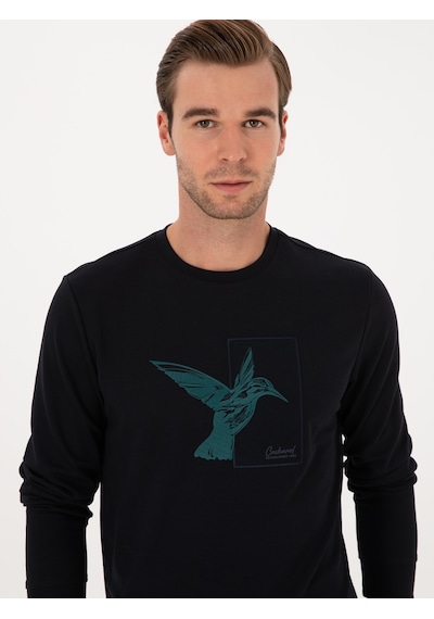 Lacivert Regular Fit Bisiklet Yaka Sweatshirt