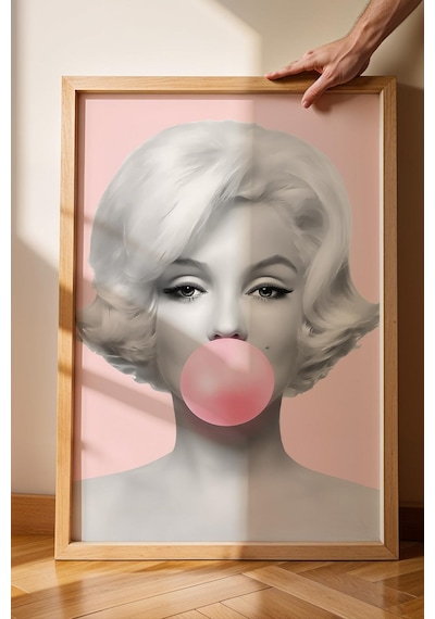 Marilyn Monroe Pembe Sakız Balonu Çerçeveli Tablo - Pop Art Poster Tablo