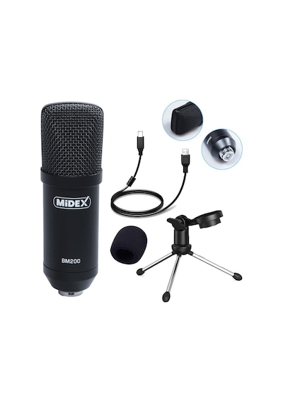 Midex Bm-200 Usb Kardioid Condenser Stüdyo Usb Mikrofon