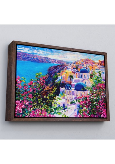 Çerçeveli Santorini Yunanistan Güzel Bir Kızın Kavramsal Soyut Resmi-3754