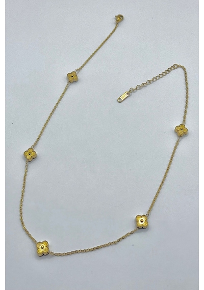 Kadın Çelik Kolye Düz Minimal Yonca Marka Model Kolye Çok Renkli