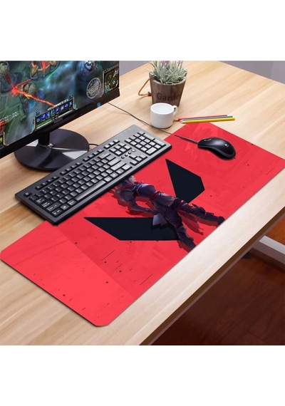 Sonictouch Kırmızı Siyah V-max Kaymaz Gaming Oyuncu Masaüstü Dikişsiz Klavye Mouse Pad 32x70cm