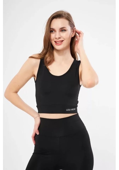 Nnstartshopping Kolsuz Dalgiç Baskılı Crop - Siyah Siyah