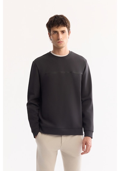 Avva Erkek Antrasit Bisiklet Yaka Pamuklu Bi-stretch Baskılı Regular Fit Sweatshirt A52y1325