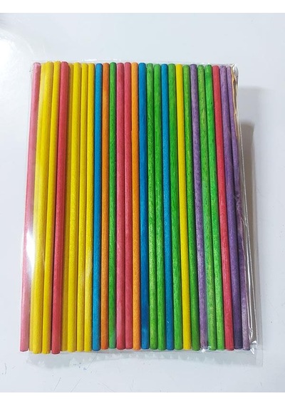 Ahşap Renkli Yuvarlak Çubuklar 15cm 30 lu