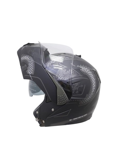 Beon B700 Dragon Çene Açılır Vizörlü Kask Gri - Siyah