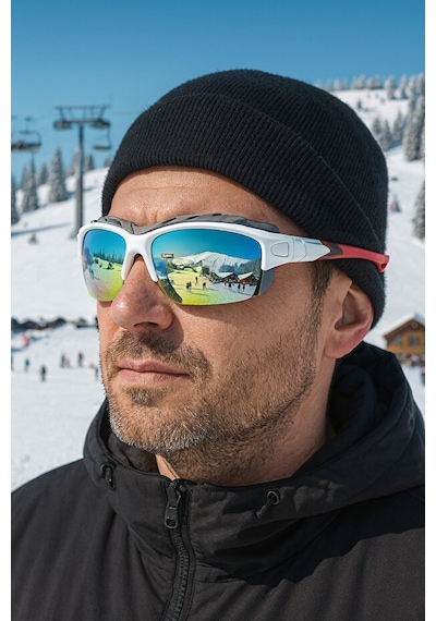 Esrada Kayak Gözlüğü Antifog Ventilli Uv Korumalı Güneş Kar Gözlük Beyaz Gökkuşağı Cam Snowboard Sporu 06 Beyaz