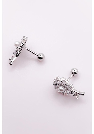 Lexroo Taşlı İncili Çiçek Figürlü Kıkırdak Helix Tragus Piercing 1adet Çok Renkli