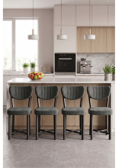 Sandalye 4 Adet Baby Face Kumaş Metal Ayak Modern Mutfak Sandalyesi Cafe Balkon Ofis Elma Çok Renkli