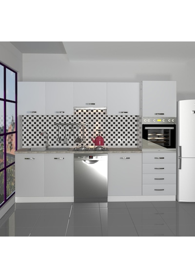 Decoraktiv Elite 280q Ankastre Boy Dolaplı Mdf Hazır Mutfak Dolabı - Tezgah Dahil - Buz Gri Açık Gri Decoraktiv Elite 280q Ankastre Boy Dolaplı Mdf Hazır Mutfak Dolabı - Tezgah Dahil - Buz Gri Açık Gri