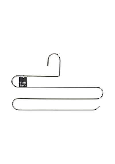 5'li Parlak Silver 3 Katlı Pantolon Askılığı Dolap İçi Elbise Şal Eşarp Askılık Paslanmaz Metal Gümüş