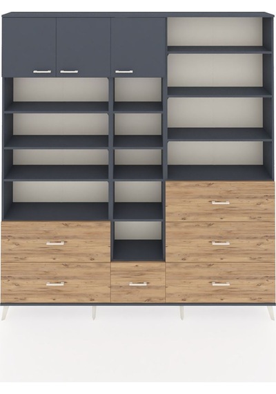 Arges Dolap 17 Raflı 6 Çekmeceli 3 Kapaklı 220x30x243 Antrasit-antrasit/çam Antrasıt/atlas Çam Arges Dolap 17 Raflı 6 Çekmeceli 3 Kapaklı 220x30x243 Antrasit-antrasit/çam Antrasıt/atlas Çam