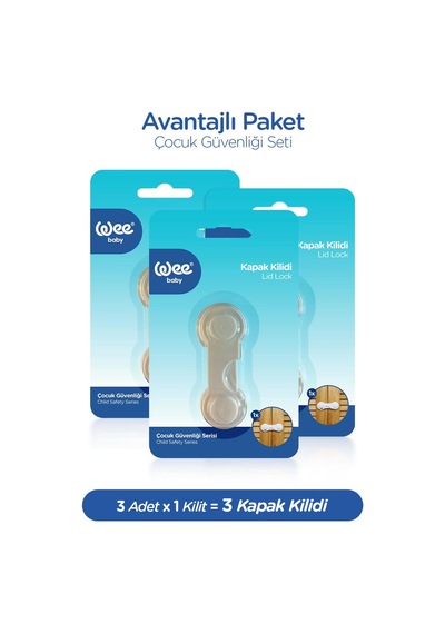 Wee Baby Dolap Kapak Kilidi Bebek Çocuk Güvenlik Kilidi 3 Adet Beyaz