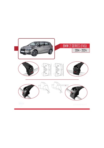 Bmw 2 Serisi Active Tourer F45 2014 Ve Sonrası İle Uyumlu Ace-2 Ara Atkı Tavan Barı Siyah